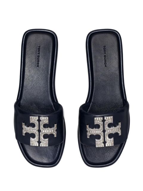 Tory Burch Double T Deco Sport slides - Blue