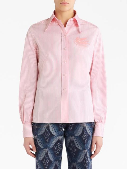 ETRO logo-embroidered striped cotton shirt - Pink - zdjęcie produktu nr 2