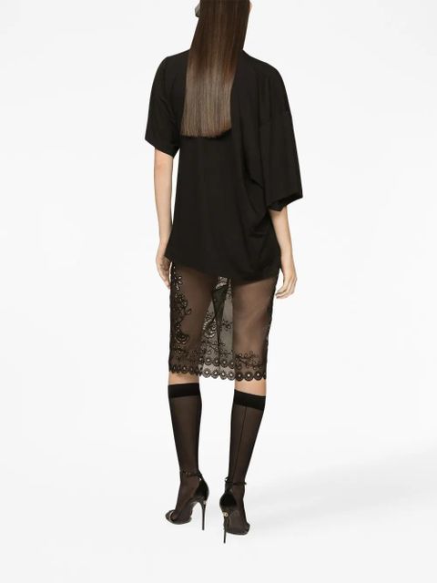 Dolce & Gabbana asymmetric logo-plaque T-shirt - Black