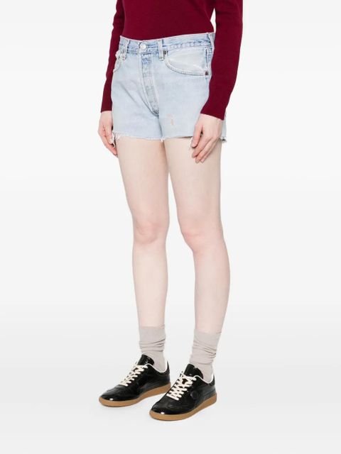 RE/DONE frayed-edges denim shorts - Blue