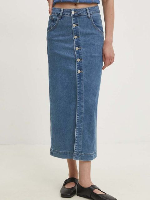 Answear.LAB spódnica jeansowa kolor niebieski midi prosta