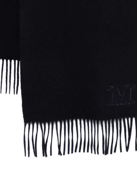 Max Mara fringed-hem logo-embroidered scarf - Blue
