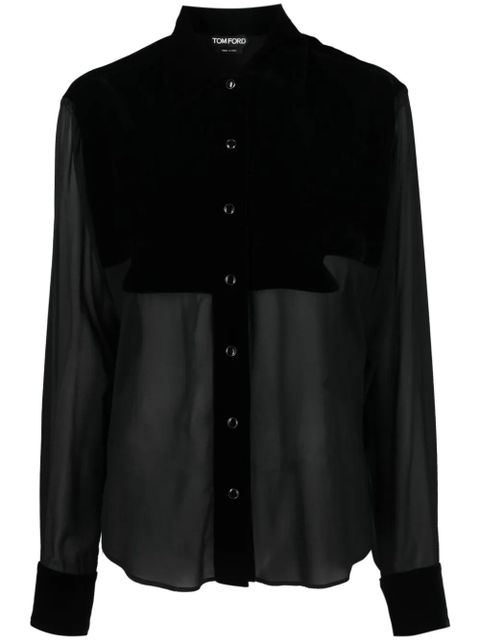 TOM FORD panelled buttoned silk shirt - Black - zdjęcie produktu nr 1