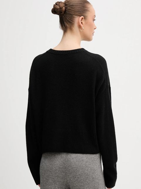 United Colors of Benetton sweter z dodatkiem wełny damski kolor czarny lekki 126WD10E4