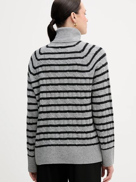 Tommy Hilfiger sweter wełniany damski kolor szary lekki z golfem WW0WW46791