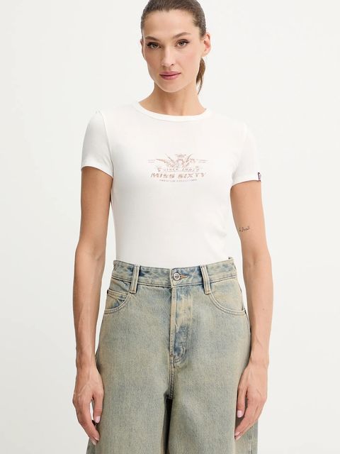 Miss Sixty t-shirt damski kolor beżowy 6S3SJ56300 - zdjęcie produktu nr 1