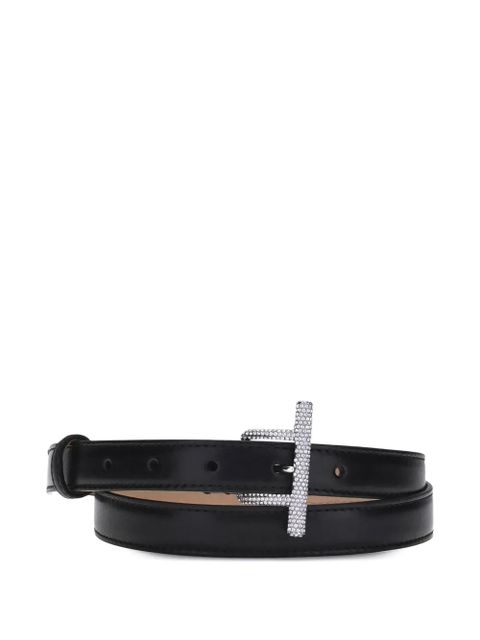 Alexander McQueen crystal-embellished leather belt - Black - zdjęcie produktu nr 2