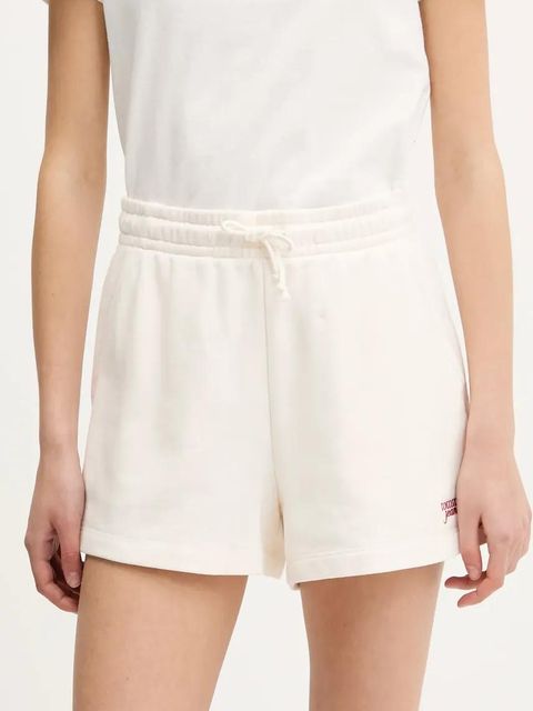 Tommy Jeans szorty bawełniane damskie kolor beżowy gładkie high waist DW0DW20353 - zdjęcie produktu nr 1