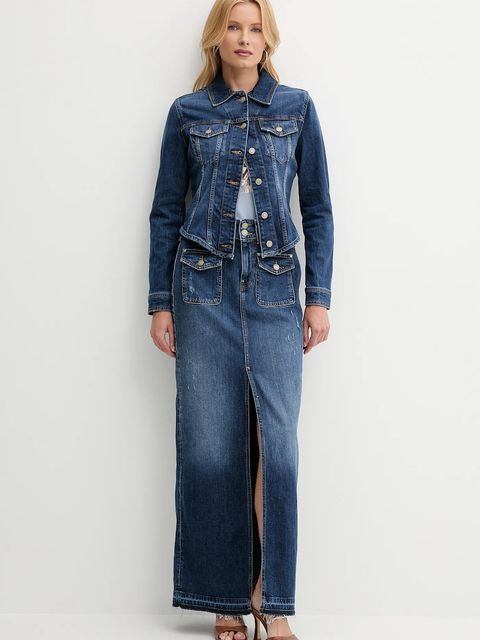 Guess kurtka jeansowa ANNALISE kolor granatowy przejściowa W5YN49 D5QP4 - zdjęcie produktu nr 2