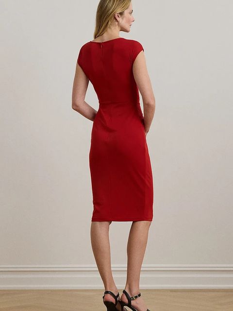 Lauren Ralph Lauren sukienka kolor czerwony midi dopasowana 200973601 - zdjęcie produktu nr 2