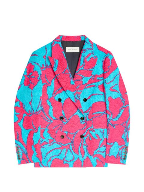DRIES VAN NOTEN double-breasted jacquard blazer - Pink - zdjęcie produktu nr 1