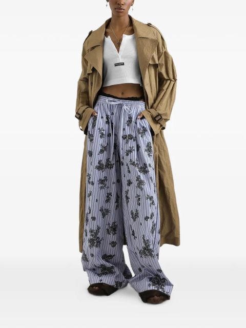 Dolce & Gabbana poplin trousers with crystal flower embroidery - Blue - zdjęcie produktu nr 2