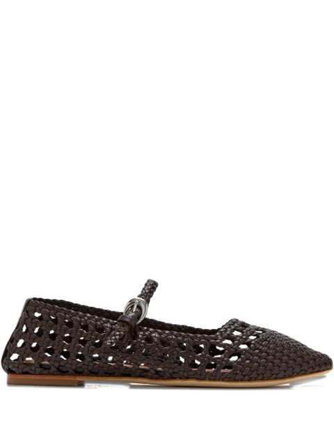 STAUD Nell Mary Jane buckled ballet flats - Brown