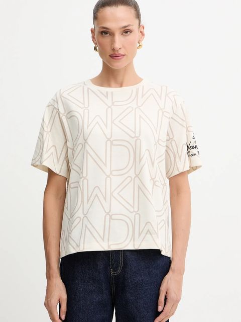 Weekend Max Mara t-shirt bawełniany damski kolor beżowy 2525976051600 - zdjęcie produktu nr 1