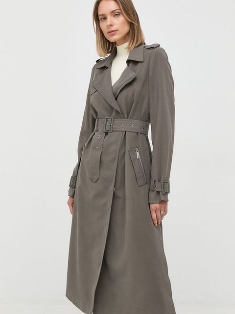 Guess trencz damski kolor zielony przejściowy dwurzędowy - zdjęcie produktu nr 1