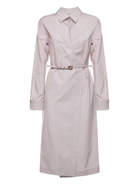 FENDI striped belted midi dress - Neutrals - zdjęcie produktu nr 1