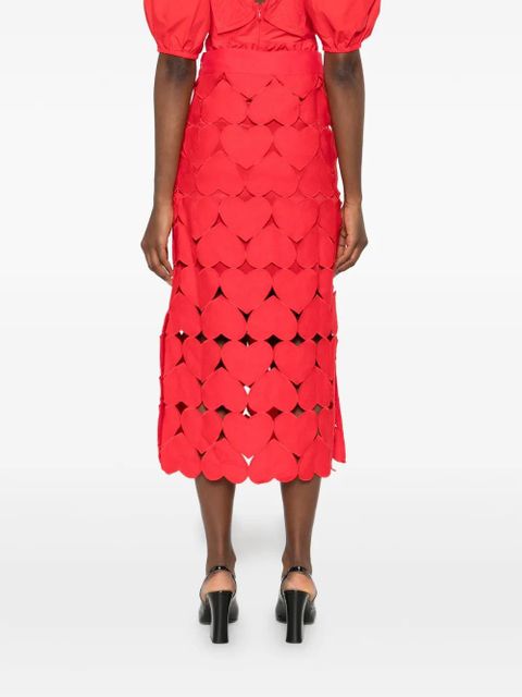 FARM Rio heart midi skirt - Red