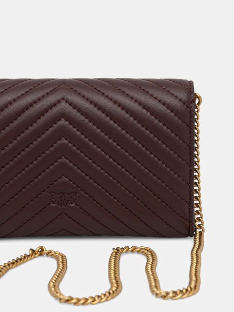 Pinko torebka skórzana kolor brązowy 100062 A0GK