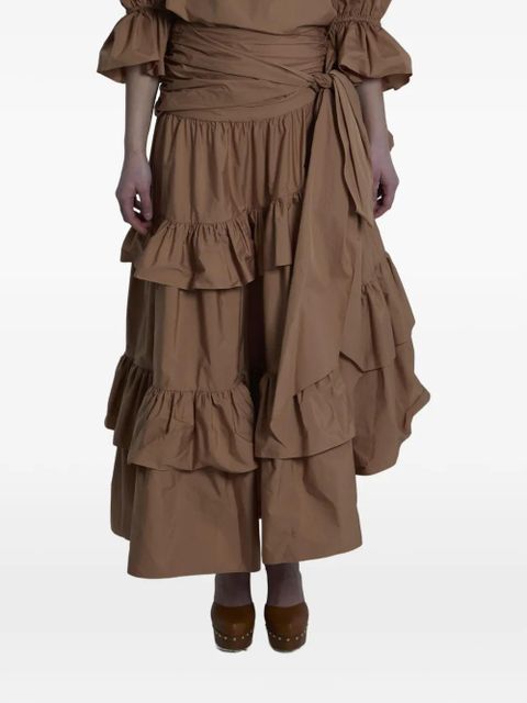 Chloé ruffled tiered midi skirt - Brown - zdjęcie produktu nr 2