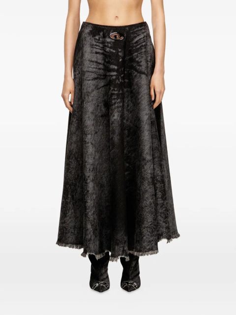Diesel frayed-hem A-line maxi skirt - Black