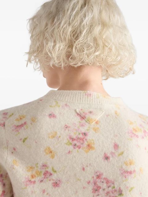 Prada floral-pattern cardigan - Neutrals