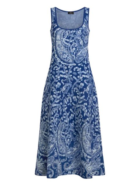 ETRO floral-detail paisley-print midi dress - Blue - zdjęcie produktu nr 1