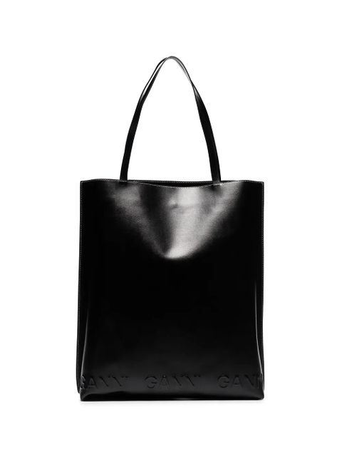 GANNI large Banner tote bag - Black