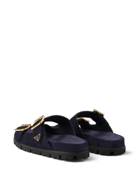 Prada buckle suede slides - Blue - zdjęcie produktu nr 2