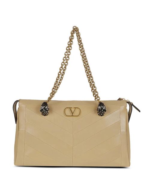 Valentino Garavani Chevron chain leather shoulder bag - Neutrals - zdjęcie produktu nr 1