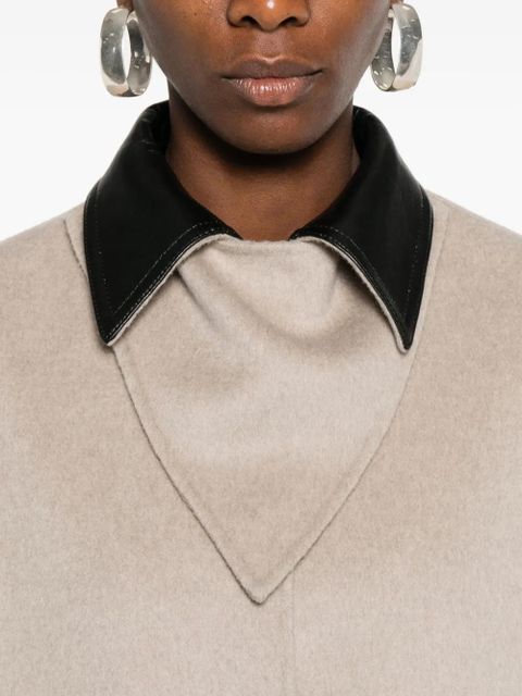 Nanushka leather-collar button-front jacket - Neutrals