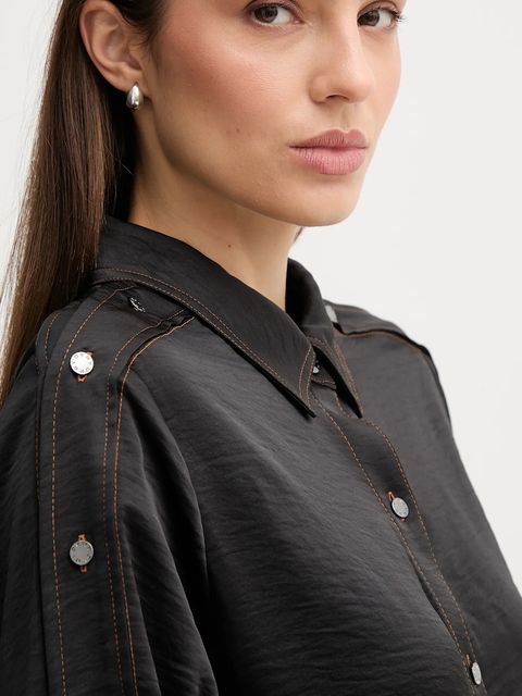 Dkny koszula damska kolor czarny relaxed z kołnierzykiem klasycznym P5EM7B93