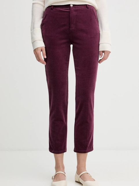 United Colors of Benetton spodnie sztruksowe kolor granatowy fason cygaretki high waist 4MIQDF07W - zdjęcie produktu nr 1