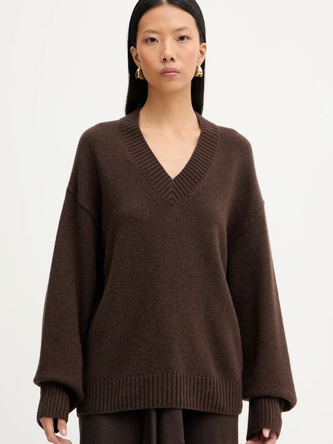 Marc O'Polo sweter z dodatkiem wełny damski kolor brązowy 510609060235 - zdjęcie produktu nr 1