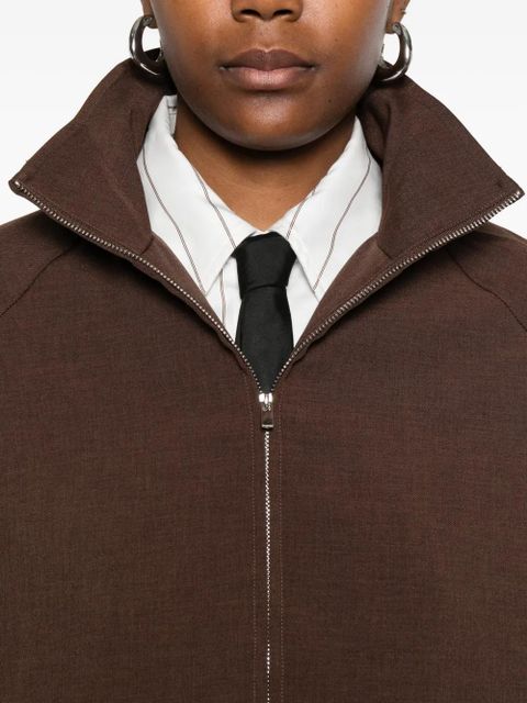 The Frankie Shop elasticated-cuff zip-front jacket - Brown
