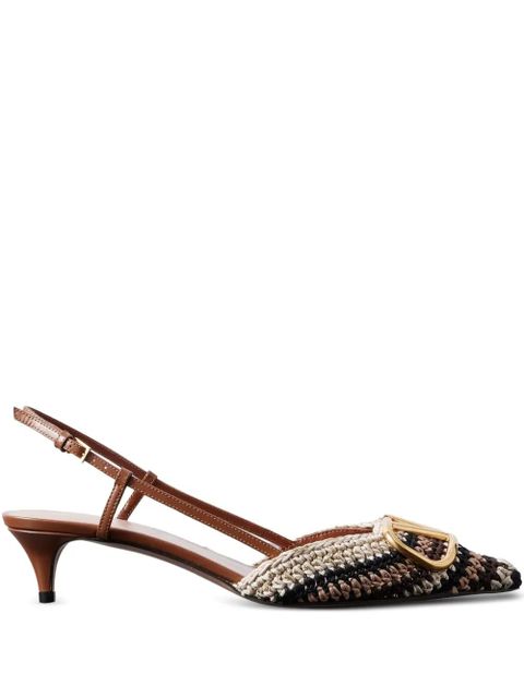 Valentino Garavani 40mm VLogo slingback pumps - Brown - zdjęcie produktu nr 1