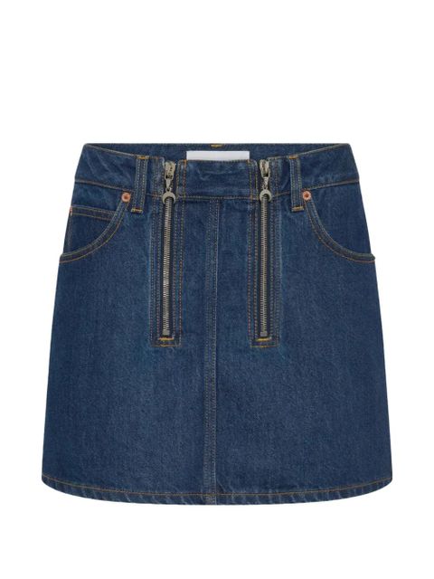 Marine Serre zip-detail denim skirt - Blue - zdjęcie produktu nr 1