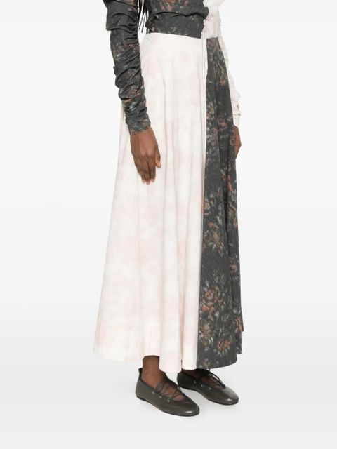 GANNI floral-print panelled skirt - White
