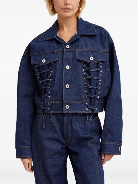 Jean Paul Gaultier lacing-detail denim jacket - Blue - zdjęcie produktu nr 1