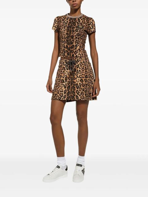 Dolce & Gabbana leopard-print drawstring mini skirt - Brown