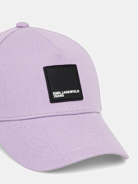 Karl Lagerfeld Jeans czapka z daszkiem bawełniana kolor fioletowy z nadrukiem A1W33002