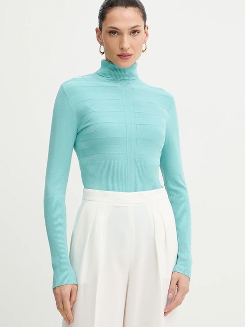 Morgan sweter MENTOS.M damski kolor turkusowy z golfem MENTOS.M - zdjęcie produktu nr 1