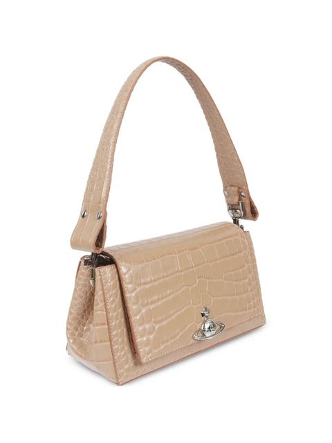 Vivienne Westwood Orb plaque croc-effect shoulder bag - Neutrals