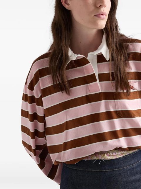 Prada striped lon-sleeves polo shirt - Pink