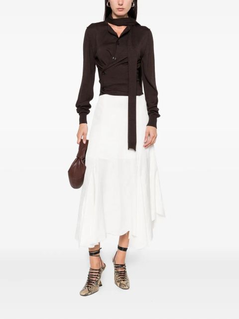 LEMAIRE tie-neck button-detail top - Brown - zdjęcie produktu nr 2