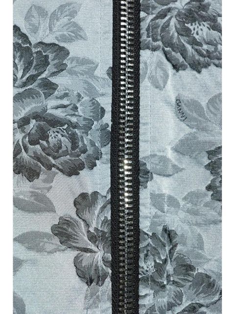 GANNI floral-pattern bomber jacket - Blue