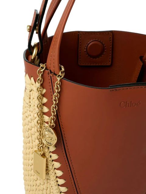 Chloé small Chloé Spin woven-pannels charm-detail bucket bag - Brown