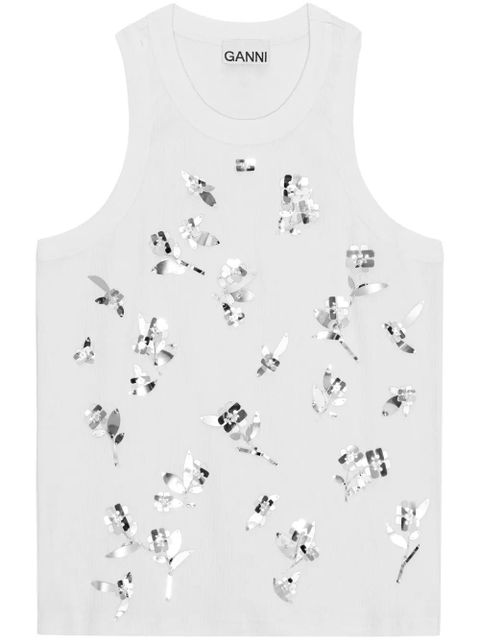 GANNI paillette-embellished tank top - White - zdjęcie produktu nr 1