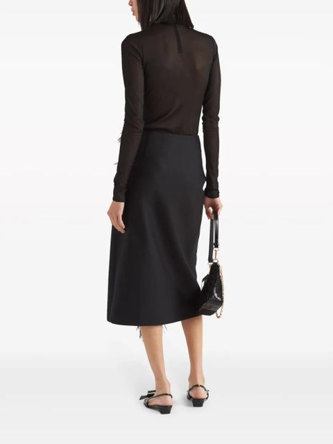 Prada feather-trimmed wool midi skirt - Black