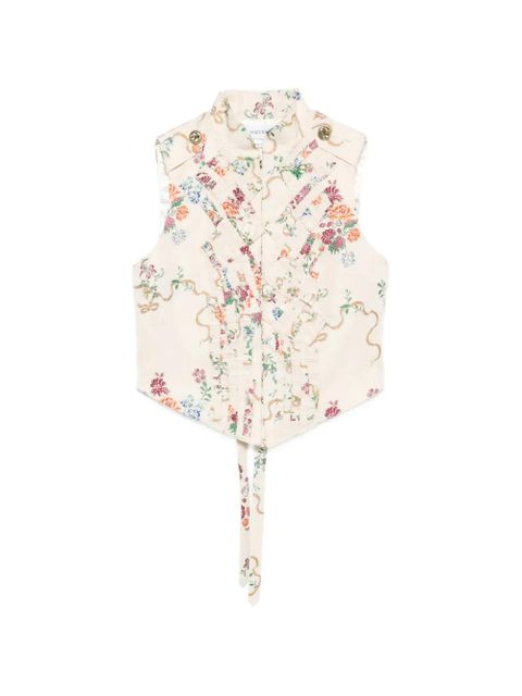 Alexander McQueen floral-print ruffled jacket - Neutrals - zdjęcie produktu nr 1
