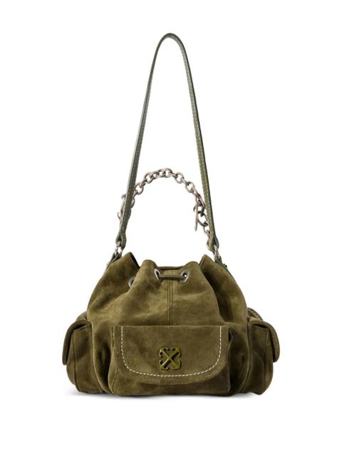 Off-White Dumbo.B chain suede bucket bag - Green